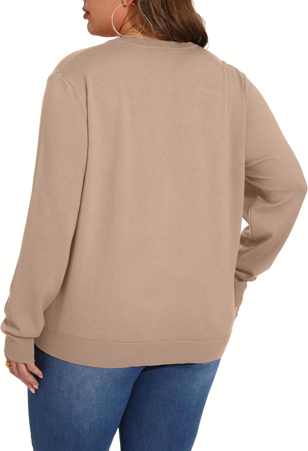 OLRIK Womens Plus Size Long Sleeve Lightweight Cardigan Summer Classic Knit Crewneck Sweaters Button Down Cardigans - Image 5