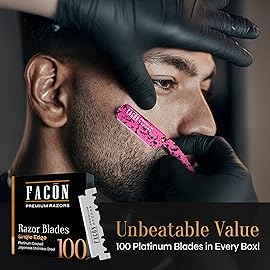 Facn Straight Razors for Men - Professional Barber Straight Edge Razor Kit with 100 Blades, Classic Stainless Steel Barbero Shaver for a Smooth & Precise Shave, Premium Barber Razor for Men\'s Shaving
