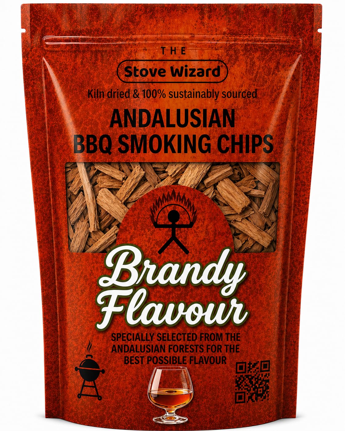BBQ Smoking Wood Chips Brandy Barrel Premium Smoker Fuel Natural 850g 3.4L