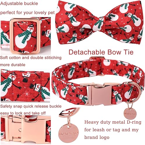 Miniatura 3 de UP URARA PUP Collar de Navidad para perro con pajarita, collar de Navidad para cachorros, hembras, machos, perro o gato, collar de perro con lazo