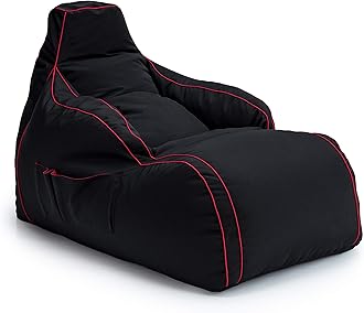 Game Over Video Gaming Bean Bag Lounger Chair | Indoor Living Room | Side Pockets for Controllers | Headset Holder | Ergonomic Design for Relaxed Gamer (Fire Rune)