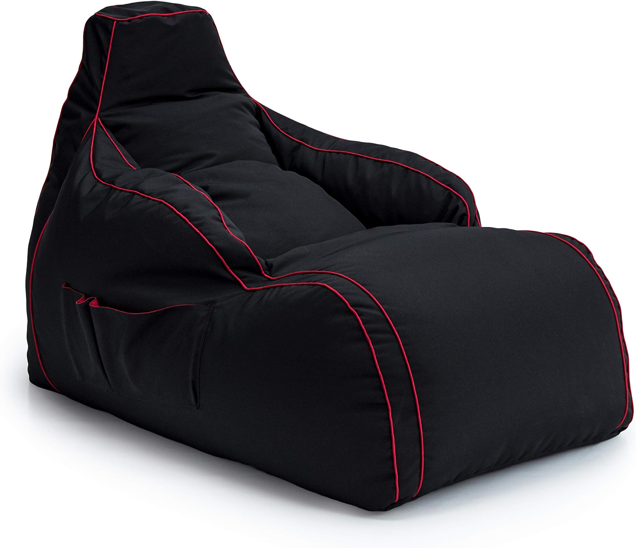 Game Over Video Gaming Bean Bag Lounger Chair | Indoor Living Room | Side Pockets for Controllers | Headset Holder | Ergonomic Design for Relaxed Gamer (Fire Rune)