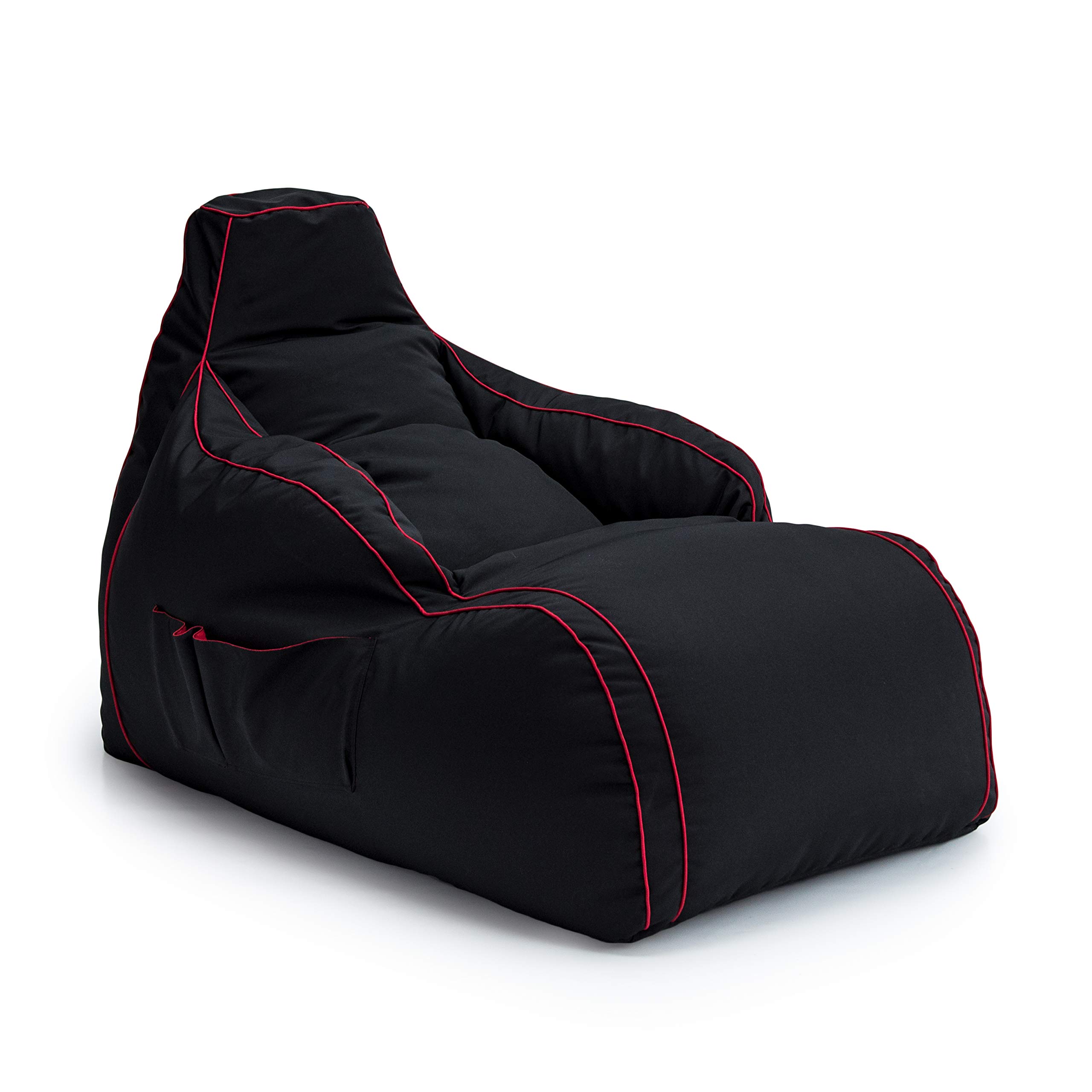 Game Over Video Gaming Bean Bag Lounger Chair | Indoor Living Room | Side Pockets for Controllers | Headset Holder | Ergonomic Design for Relaxed Gamer (Fire Rune)