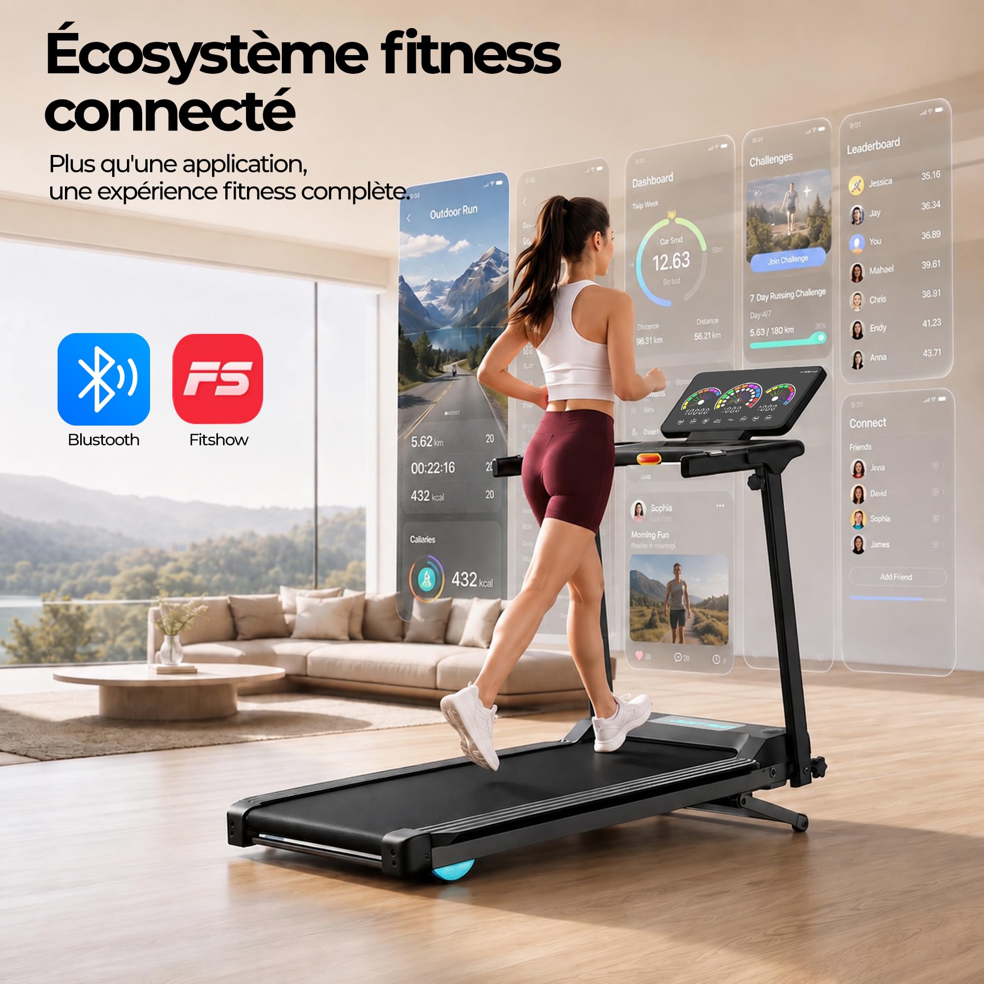 Tapis Roulant Pieghevole con Inclinazione Automatica 15%,12km/h