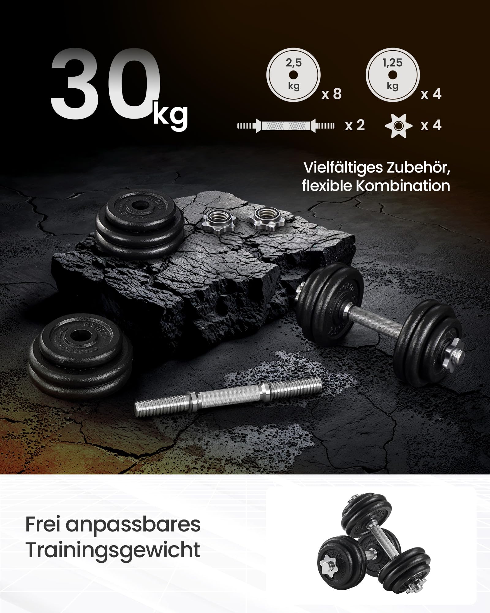 SONGMICS Hanteln, Hantelset aus Gusseisen, verstellbar, für Männer und Frauen, Workout, Fitnesstraining, Gewichtheben für Zuhause, Fitnessstudio