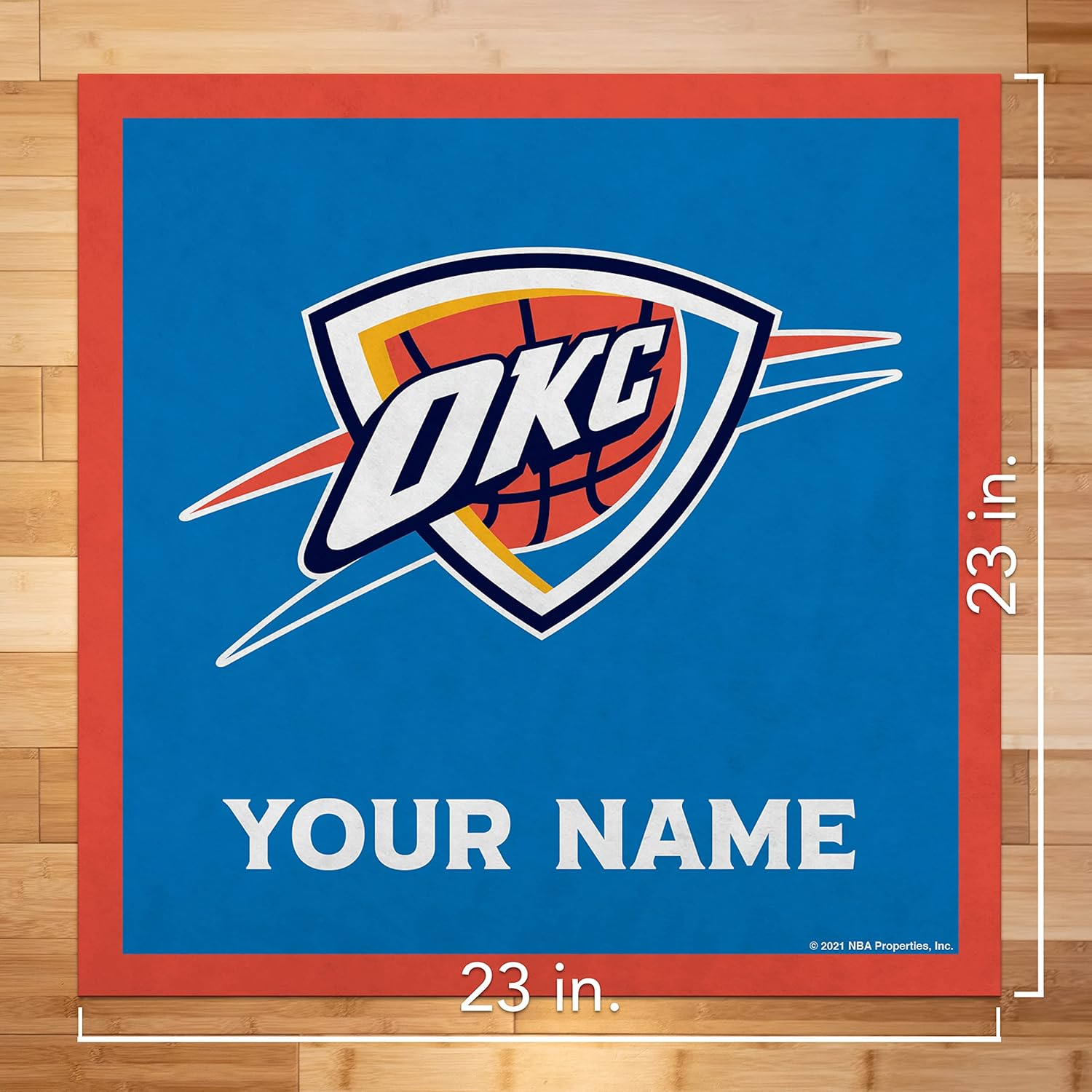 Rico Industries NBA Basketball Oklahoma City Thunder Personalized 23" X 23" Felt Wall Banner - Sports Decor for Man Cave, Game Room, Office & Bedroom - Made in The USA