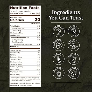 Organic Traditions Spirulina Chlorella Superfood Powder, 2-Pack