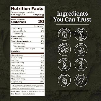 Organic Traditions Chlorella Algae Powder, Broken Cell Wall Formula, 5.3oz