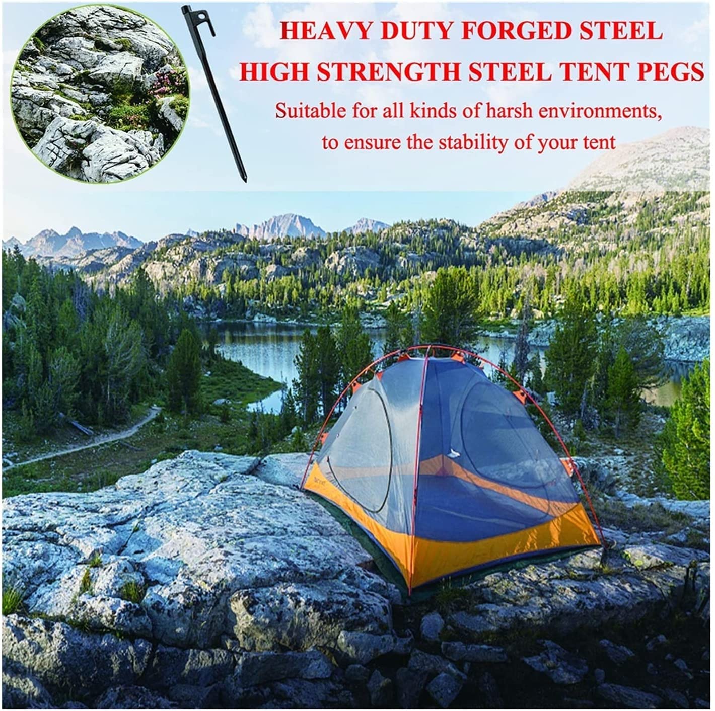Piquets de tente en acier inoxydable, piquets de tente 10 pièces piquets de tente en acier camping piquets de tente robustes clous/pour camping, randonnée, sac à dos, 20/30/40 cm (taille : 30 cm) (O