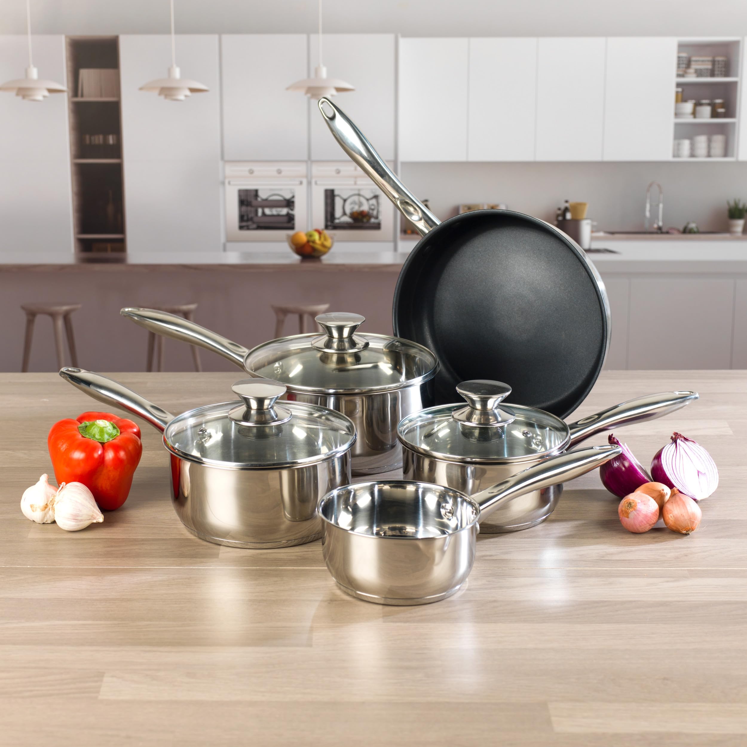 Set Di 4 Utensili Da Cucina Russell Hobbs - Tagliapizza, Frusta, Apriscatole E Spremiaglio In Acciaio Inox - Foto 8