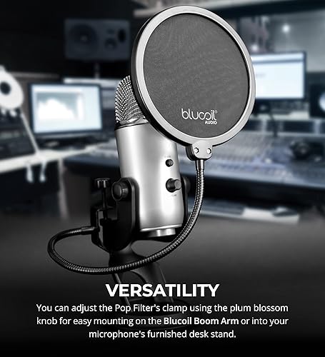 Miniatura 6 de Blucoil Soporte de brazo de tijera con filtro pop para audio Technica, AKG, Samson, NEAT, micrófonos azules y más