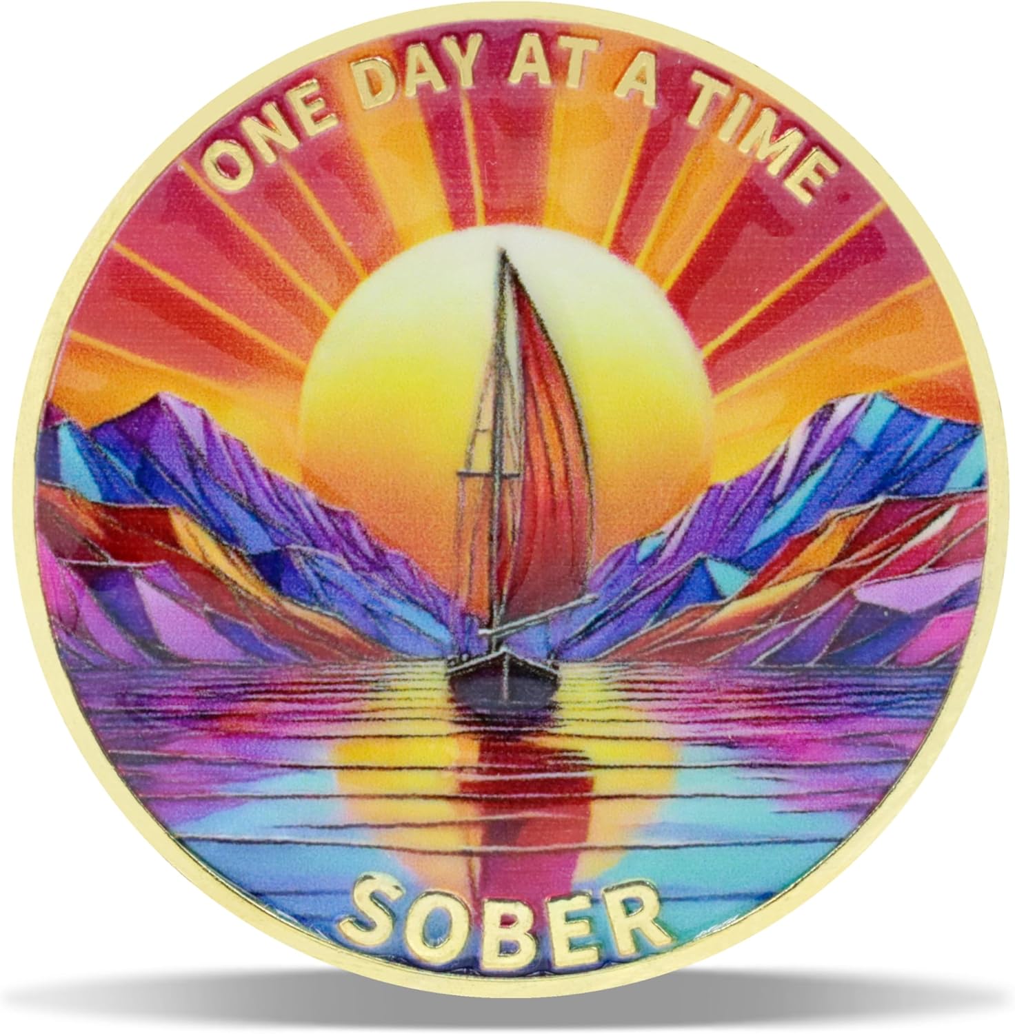 Affirmation Dawn Voyage Sobriety Coin – Journey into Serenity NA Medallion – Spiritual Token for Recovery & Clean Time – Empowering NA AA Chips – Gift for Men & Women - Image 2