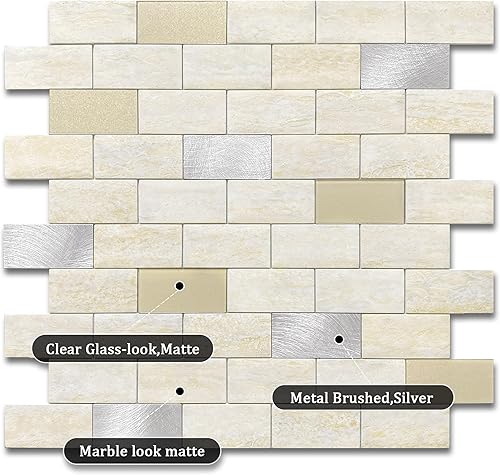 Miniatura 2 de BeNice Azulejos adhesivos de pared para despegar y pegar para azulejos de cocina, azulejos adhesivos de baño, azulejos de pared para despegar y