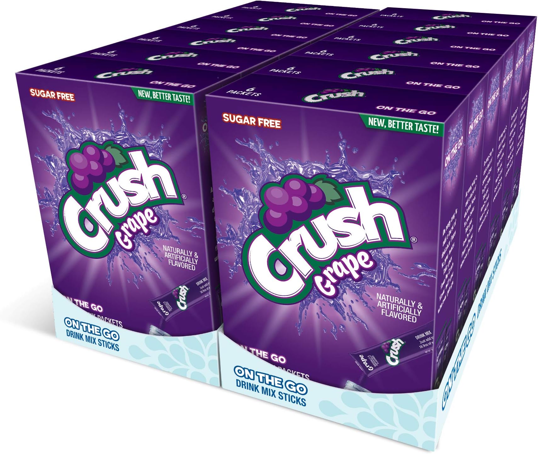 Crush Grape Flavored Powder Drink Mix, 6 Pieces, Sugar Free, 0.48 Ounces (Pack Of 12)