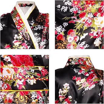 Halloween Costumes for Girls Japanese Anime Kimono Geisha Robe Outfit with Accessories