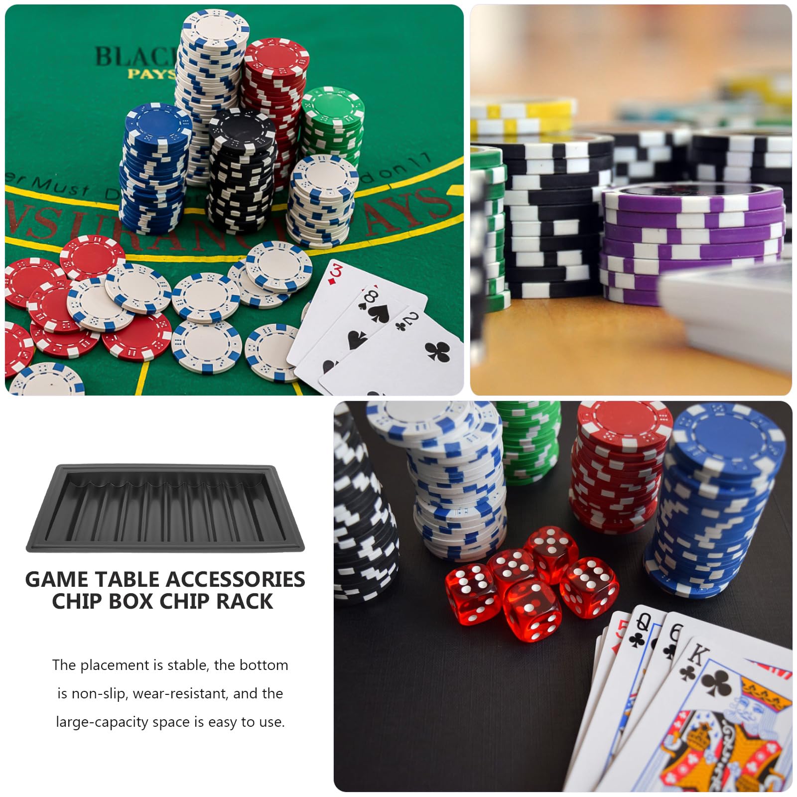 TOYANDONA Plateau de rangement en plastique pour jetons de poker pour la maison et la boutique - Support de jeton de poker peu encombrant, capacité de 500 jetons, noir
