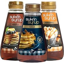 Sukrin Trial Set Syrup Caramel Maple and Gold   Sugar-free Syrups with Fiber Sweetened with Erythritol and Stevia