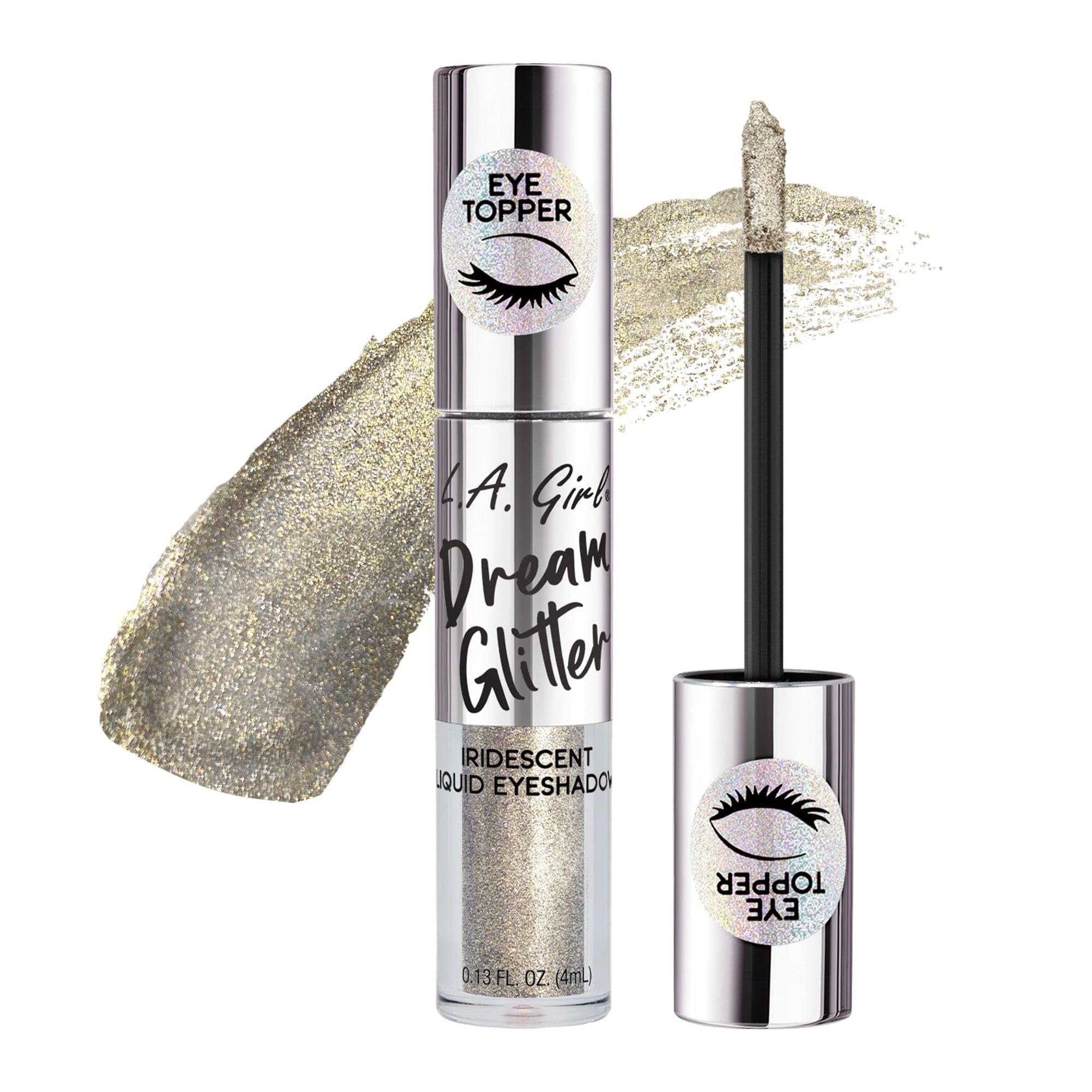 L.A GIRL Dream Glitter Liquid Eyeshadow Aura, Lightweight, Long Wearing, Shimmery Finishing, Vegan & Paraben Free, 4g (Silver).