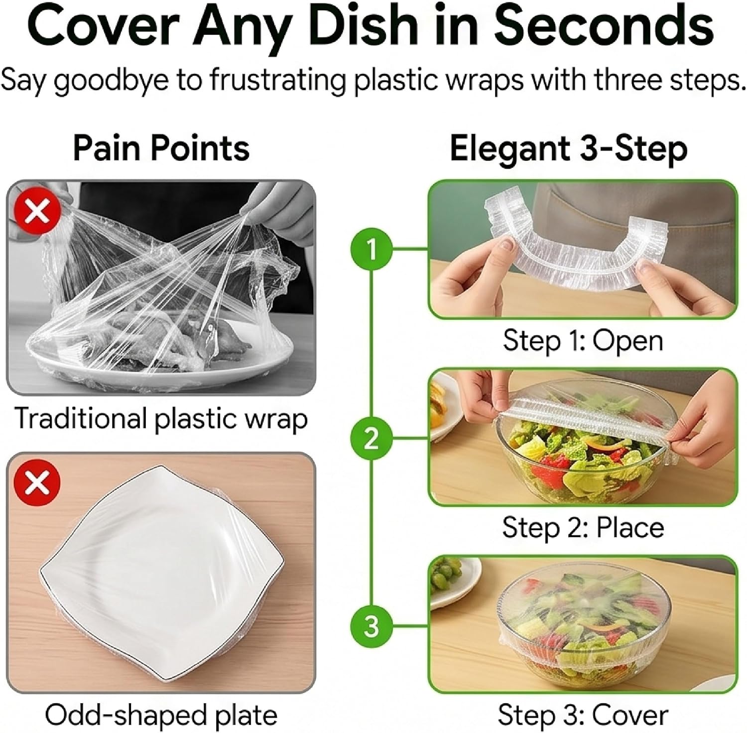 100 Pcs Plastic Bowl Covers for Bread Proofing, 4-9 Inch Elastic Food Storage Covers for Sourdough Baking, Reusable Clear Plate Lids for Kitchen Fridge and Outdoor Picnic