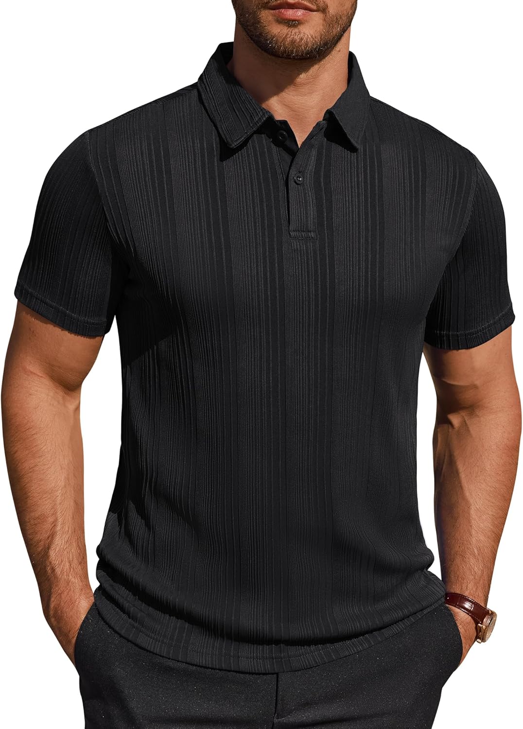 Alimens & Gentle Mens Polo Shirts Short Sleeve Knit Stretchy Casual Lightweight Summer Vacation Party Golf Shirts