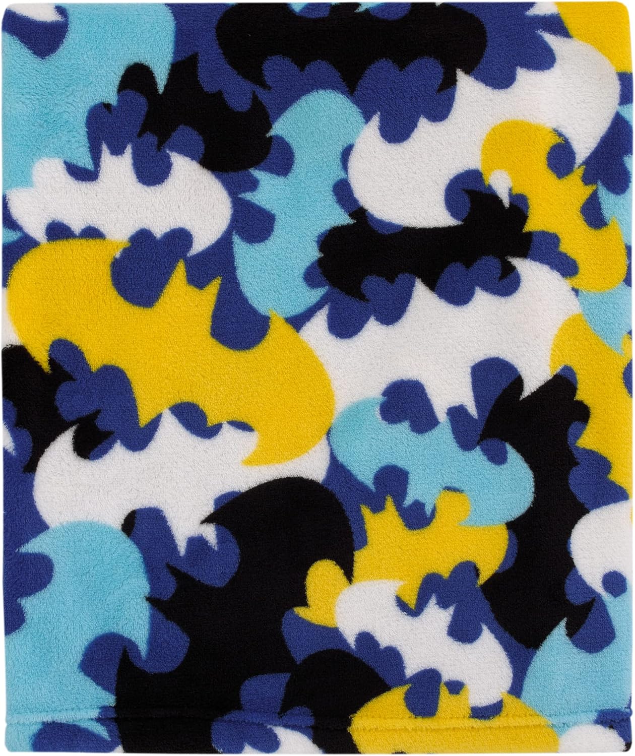 NoJo Warner Brothers Batman The Caped Crusader Light Blue, Navy, Yellow and White Bat-Signal Super Soft Toddler Blanket