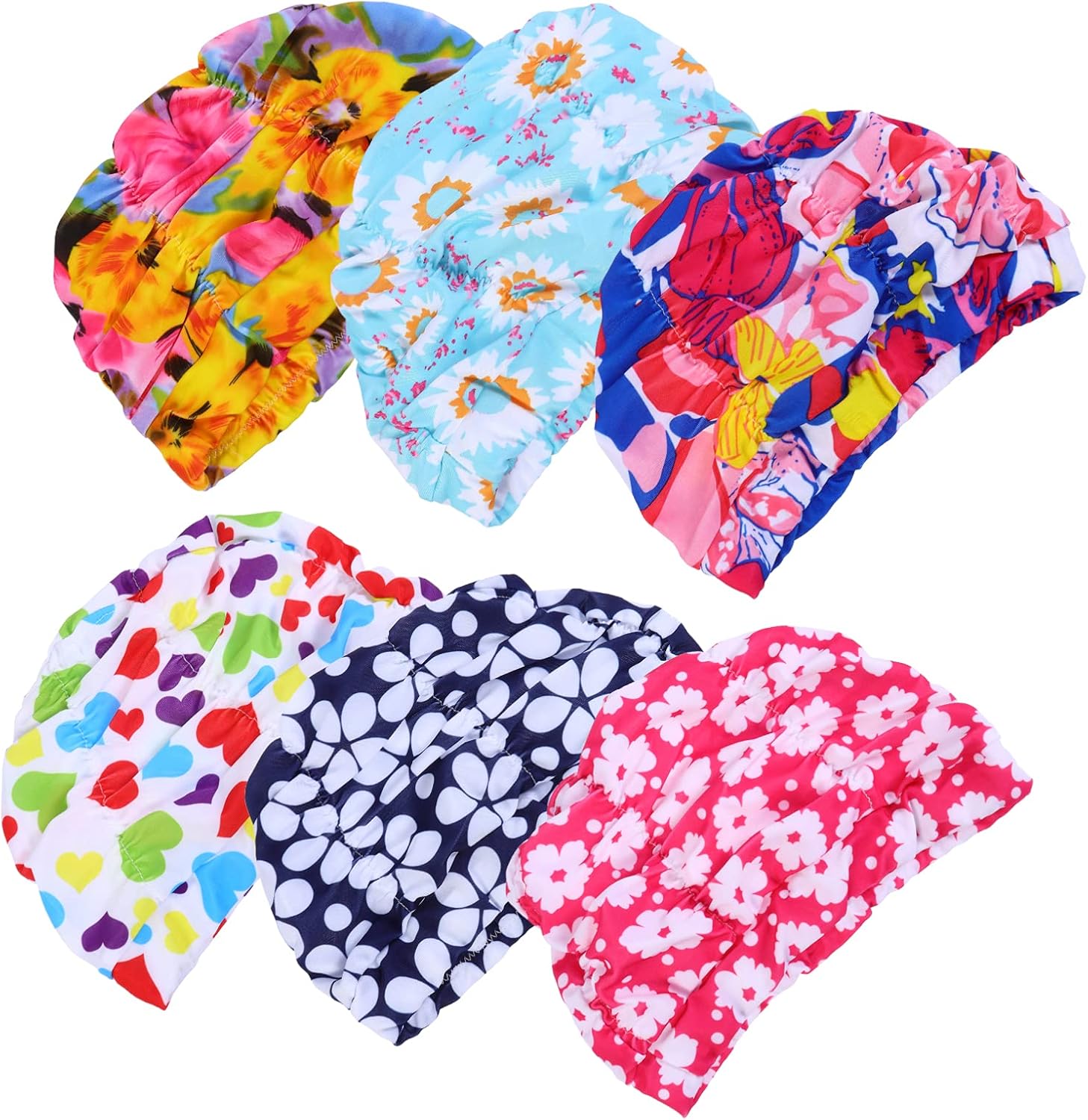 BESPORTBLE 6pcs printed swimming cap hair cap for men hair