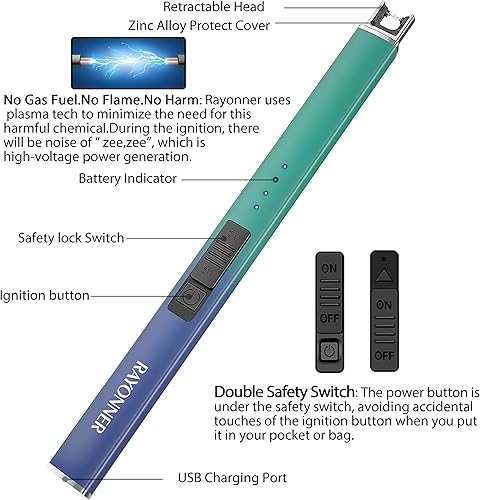 Miniatura 2 de RAYONNER - Encendedor eléctrico, encendedor de velas, encendedor USB recargable, encendedor de arco