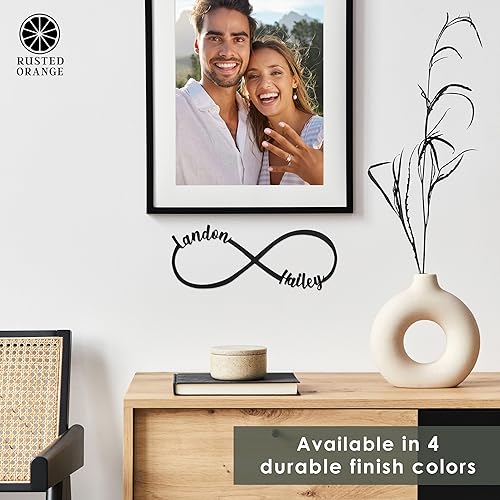 Miniatura 5 de Signo de Infinito Personalizado con Nombres  Arte de Pared de Metal Personalizado con Diseño de Corazón, Decoración de Símbolo de Infinito Romántico