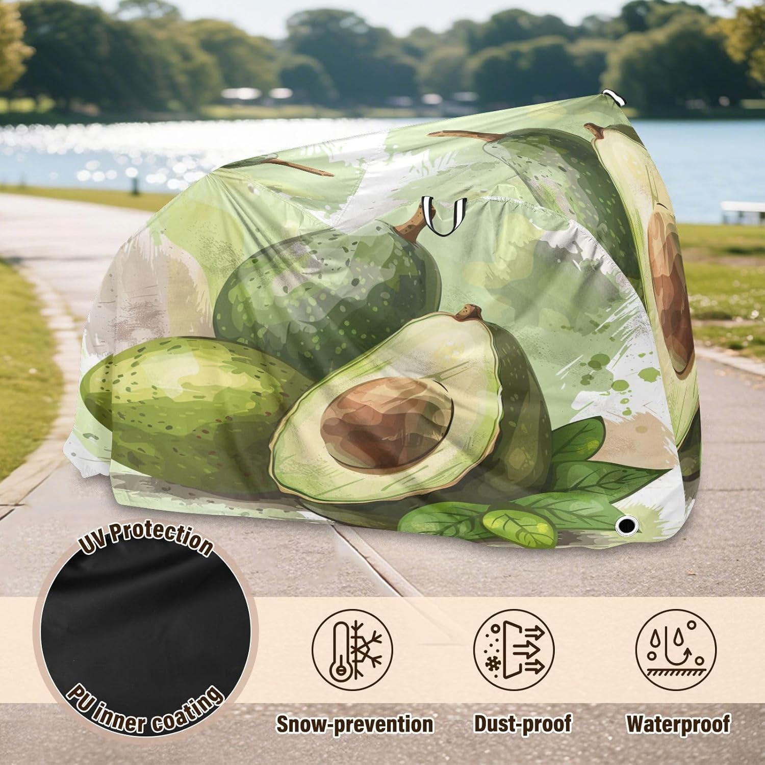 ALAZA Avocado Wateercolor Bike Cover Waterproof Outdoor Ebike Bicycle Covers Tarp Protection for 1/2 Bikes, Sun UV Dust Wind Proof
