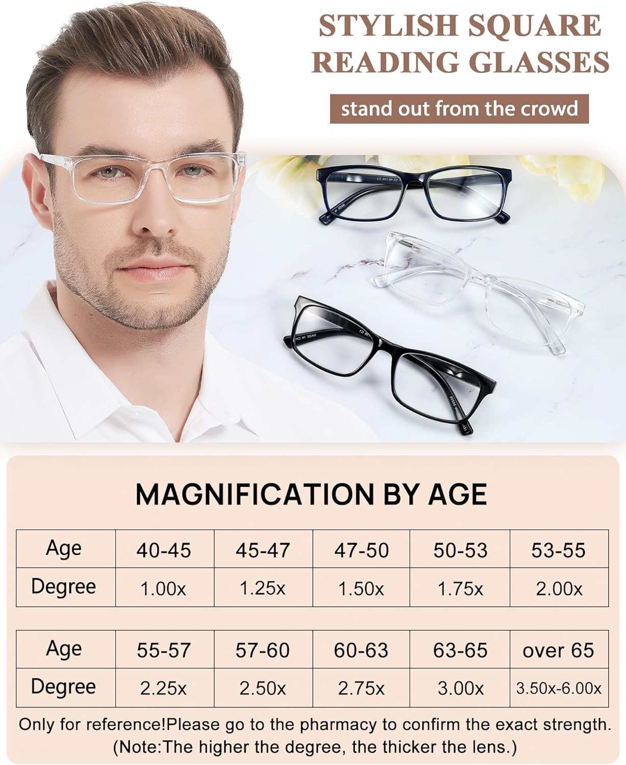 MARE AZZURO Retro Reading Glasses Men Lightweight Readers 1.0 1.25 1.5 1.75 2.0 2.25 2.5 2.75 3.0 3.5 4.0 5.0 6.0 - Image 5