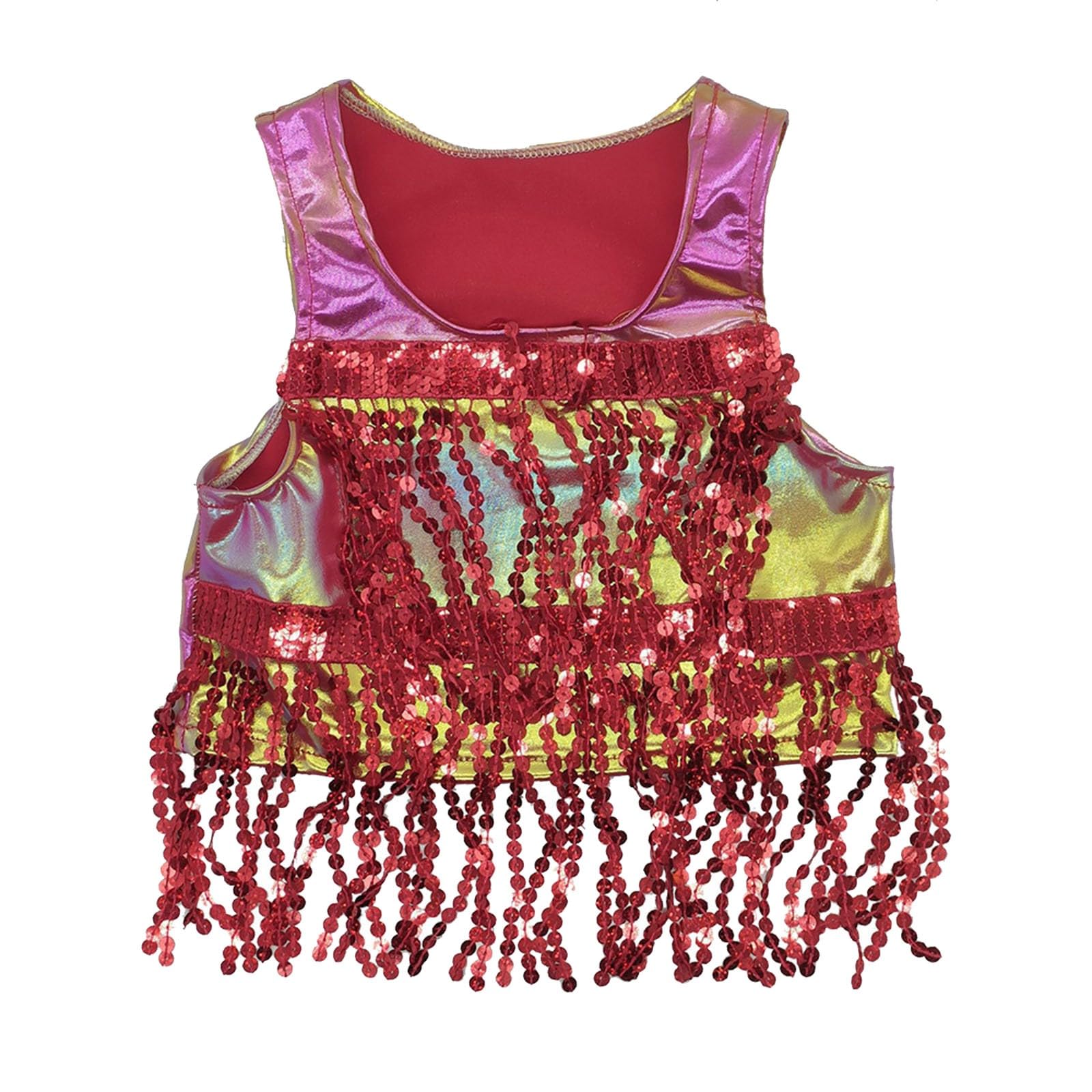 Genérico Blusa con Lentejuelas para Niñas - Chaleco con Flecos Brillantes para niñas Disfraz de actuación Ropa de Baile metálica Brillante para niños Atuendo de Fiesta
