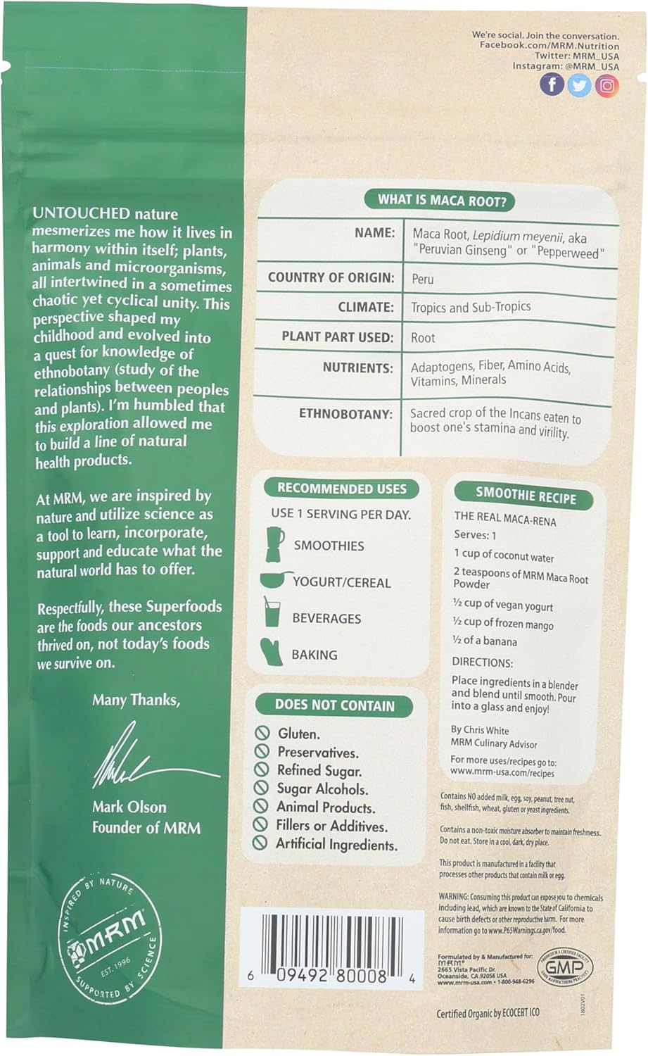 Organic a Root Powder - for Women & Men - USDA Organic a Root
