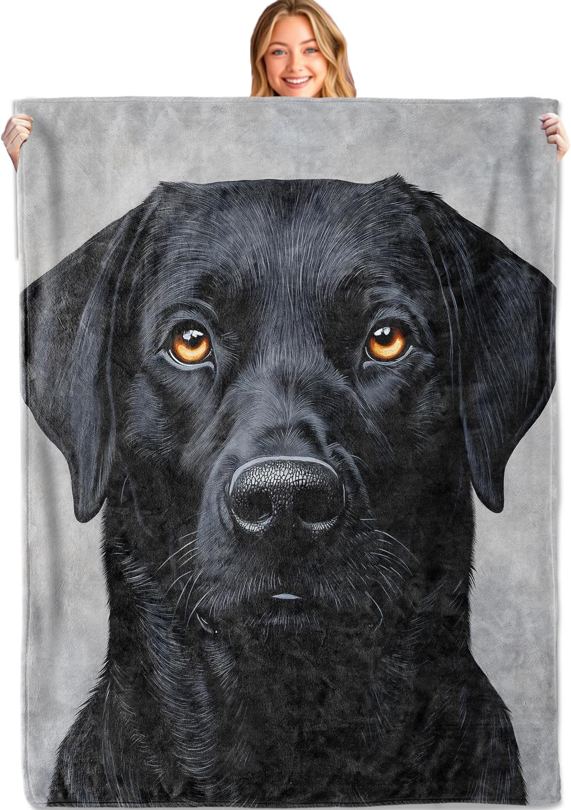 Cool Black Lab Throw Blanket,40x50in,Soft,Lightweight Flannel,Labrador Dog Portrait Blankets - Gifts for Women Men,Pet Lover,for Couch Office Travel,Home Living Room Decor