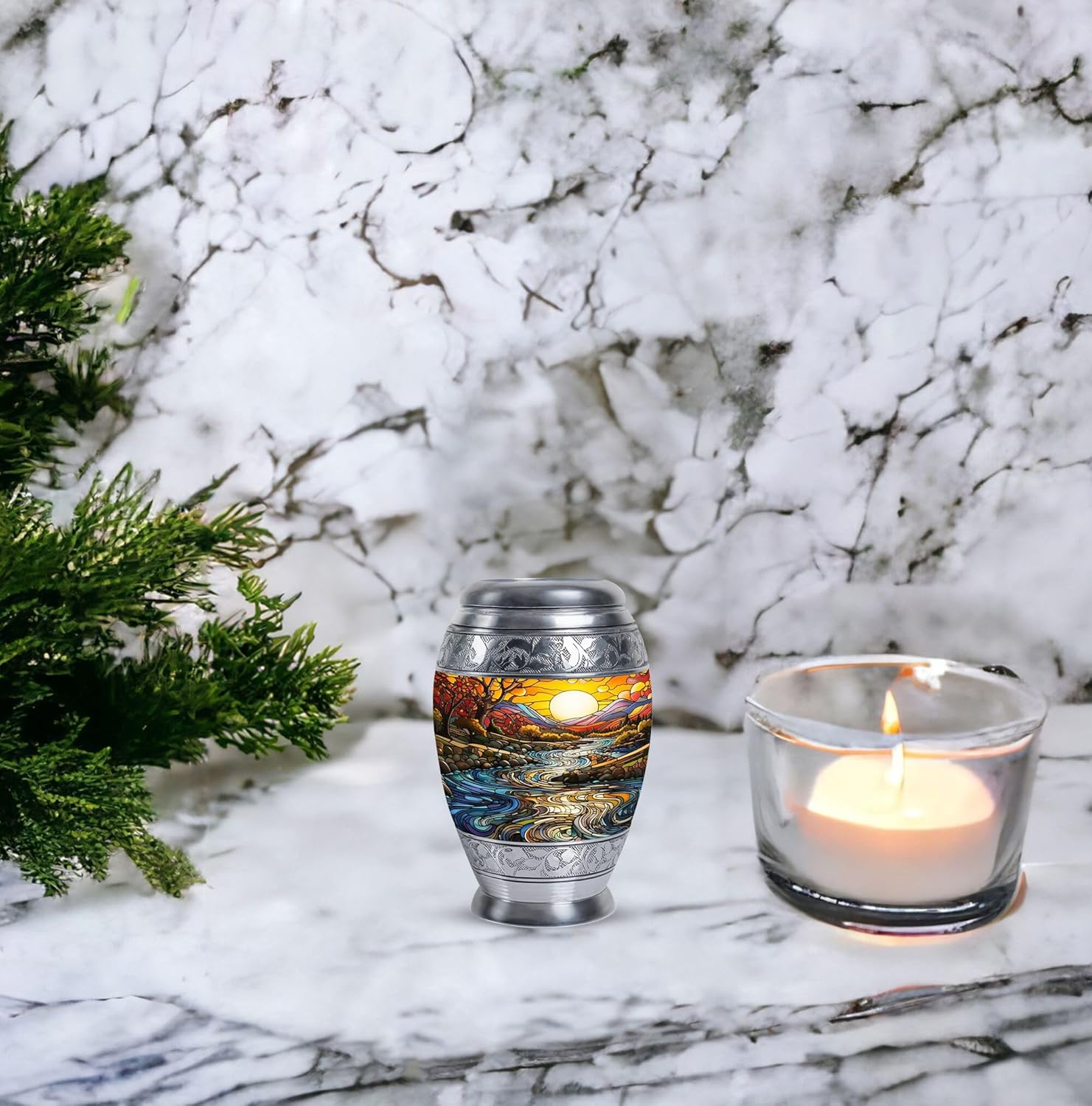 River Urn for Ashes for Women, Memorial Keepsakes for Ashes - Small Cremation Urns for Mom - Sunset Urn for Adult Woman - Funeral Urns 3 Inch - Image 8