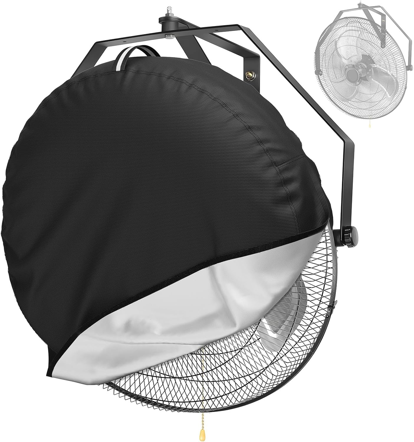 Wall Mounted Non Oscillating Fan Cover,Outdoor Waterproof Industrial Fan Protector Cover for Patios,Black 18-21 Inch