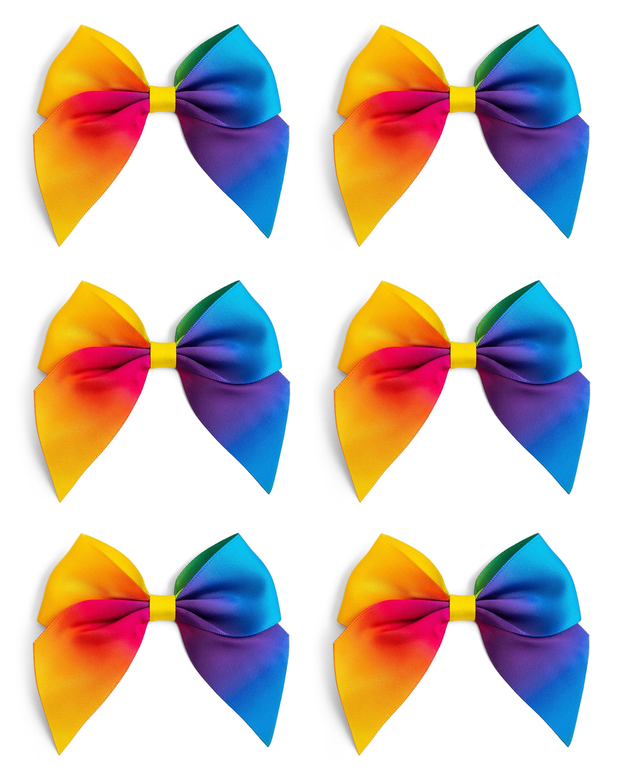 Italian Options Large Satin Ribbon Bows, Self-Adhesive Fabric Bow Decorations for Gift Wrapping, Hampers, Cake Decoration, Hair Bows, Crafts, Crafting, Rainbow, 12 Pack, 10 cm