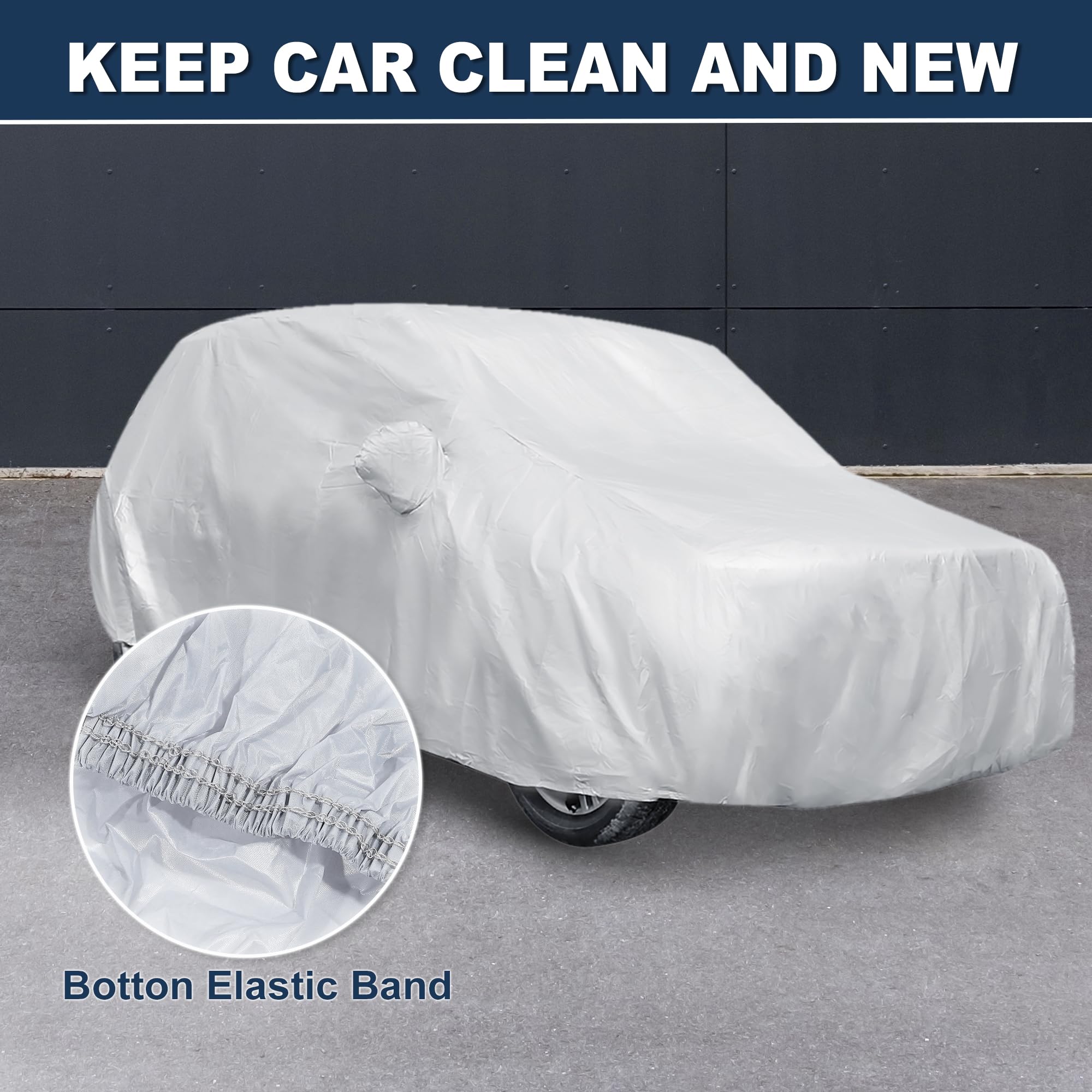 ACROPIX 180T Gray Car Cover Waterproof All Weather Full Exterior Cover Rain Hail Sun Protector Car Cover Fit — view 3