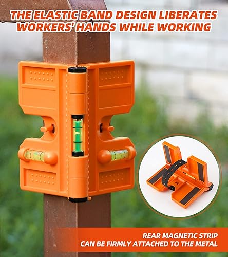 Miniatura 2 de RONGPRO Nivel de poste magnético, nivel de poste magnético plegable con lazo elástico para trabajo manos libres