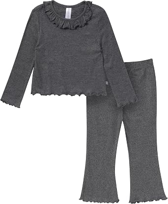 MODERNMOMENTS Baby Girls Ruffle Collar Top and Flare Pant Set