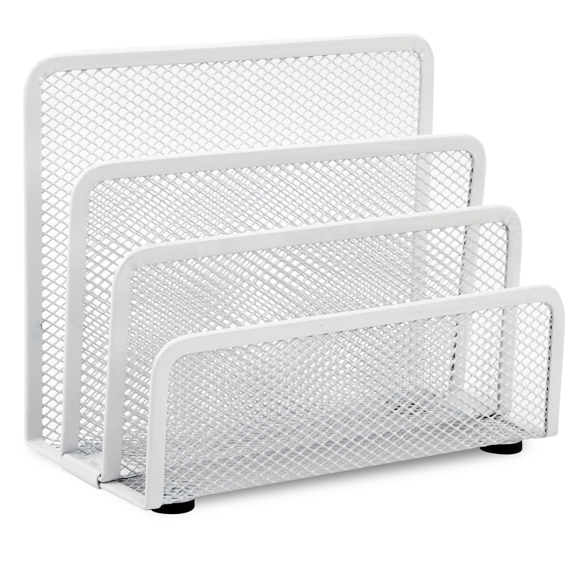 10-Pocket Mesh Wall File Organizer - Hanging Document Holder For Office, Home, School (White)