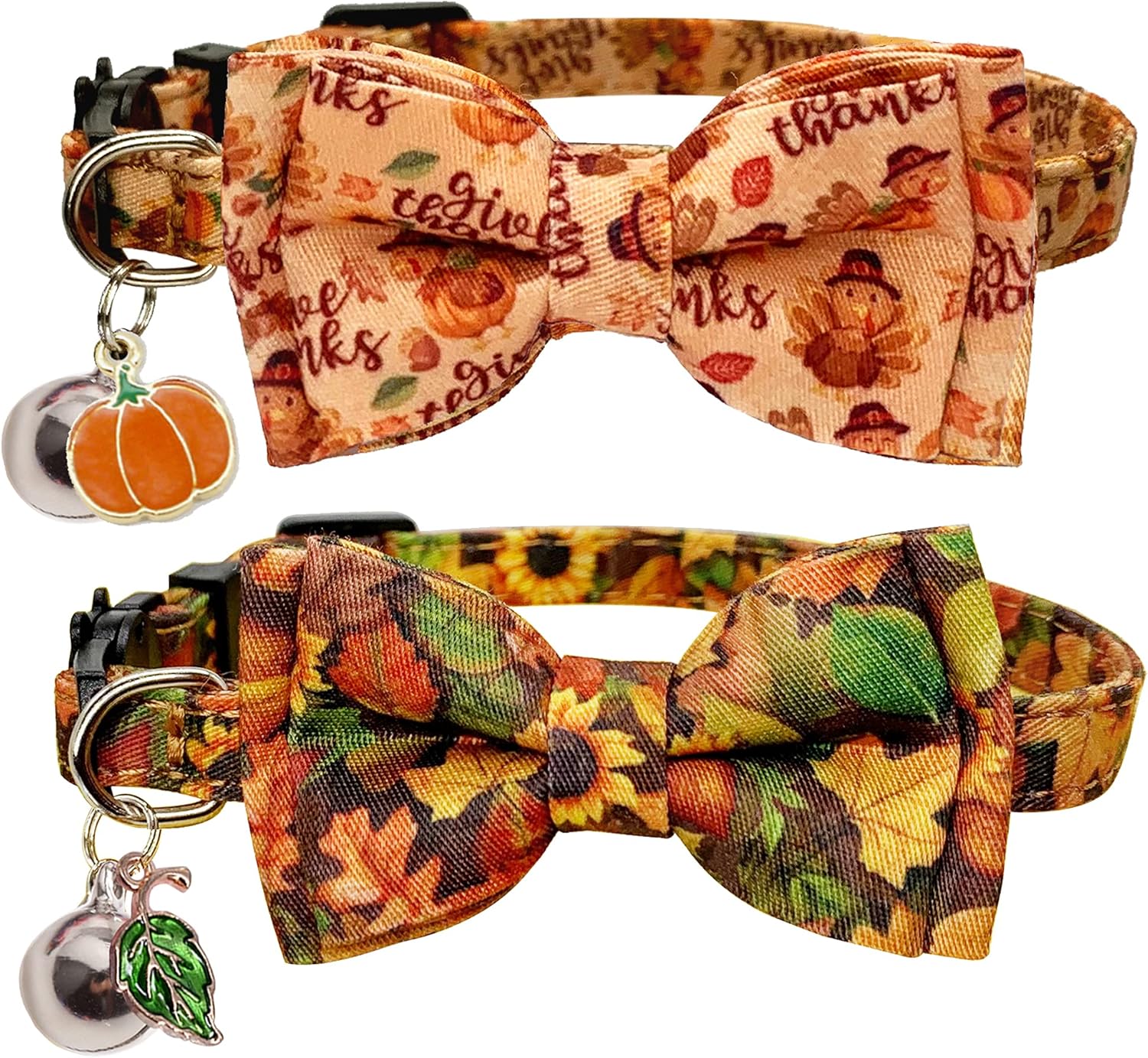 Casidoxi Thanksgiving Theme Breakaway Cat Collars with Bells