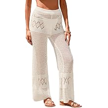 BreathSunny Womens Crochet Swimsuit Coverup Knit Elastic Waist Summer 2026 Striped Beach Bathing Suit Pants