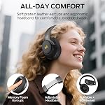 Monster Persona 5th ANC-Wireless Bluetooth Over-Ear Headphones with Microphone, 70H Playtime, Bluetooth 6.0, Comfortable and Foldable Design (Black)