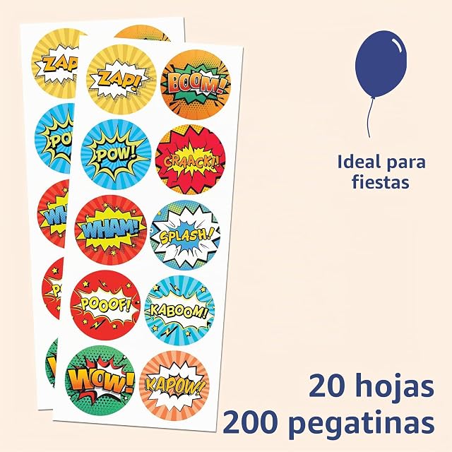 Foto 2 de 6 de Superhéroes Tebeo Pegatinas Niños Infantiles - 20 Hojas, 200 Pegatinas