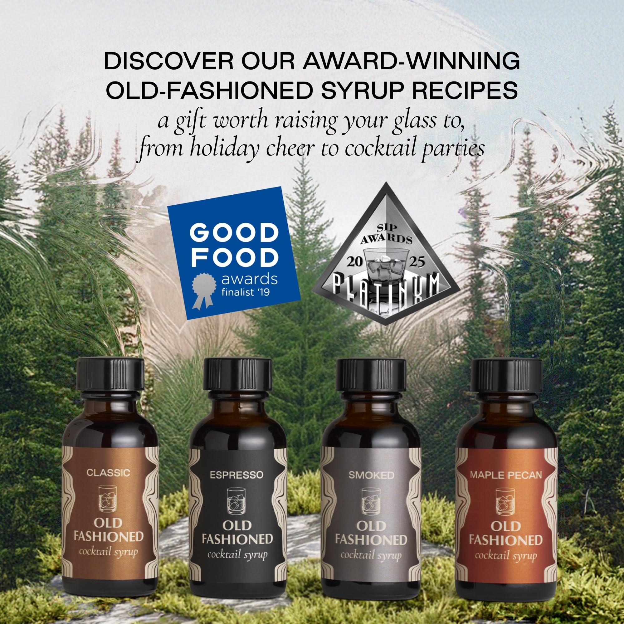 Strongwater Old Fashioned Craft Cocktail Mixer Sample 4 Pack - Makes 16 Cocktails - Handcrafted Old Fashioned Gift Set - Travel-Friendly, No Artificial Sweeteners - Just Mix with Bourbon or Whiskey
