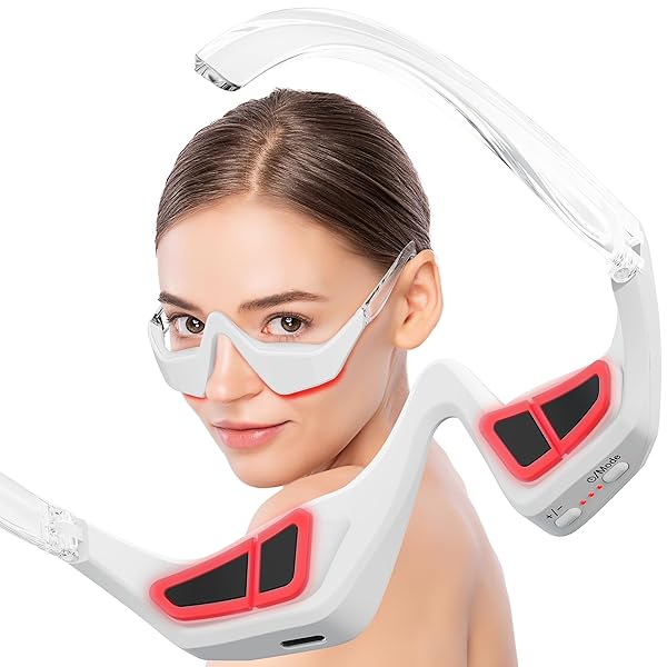 Qcccmyy Under Eye Red Light Therapy Device, Red Light Therapy Glasses for Eyes Light-Weight Eye Massager for Reducing Dark Circles and Puffiness, Smoothing Fine Lines