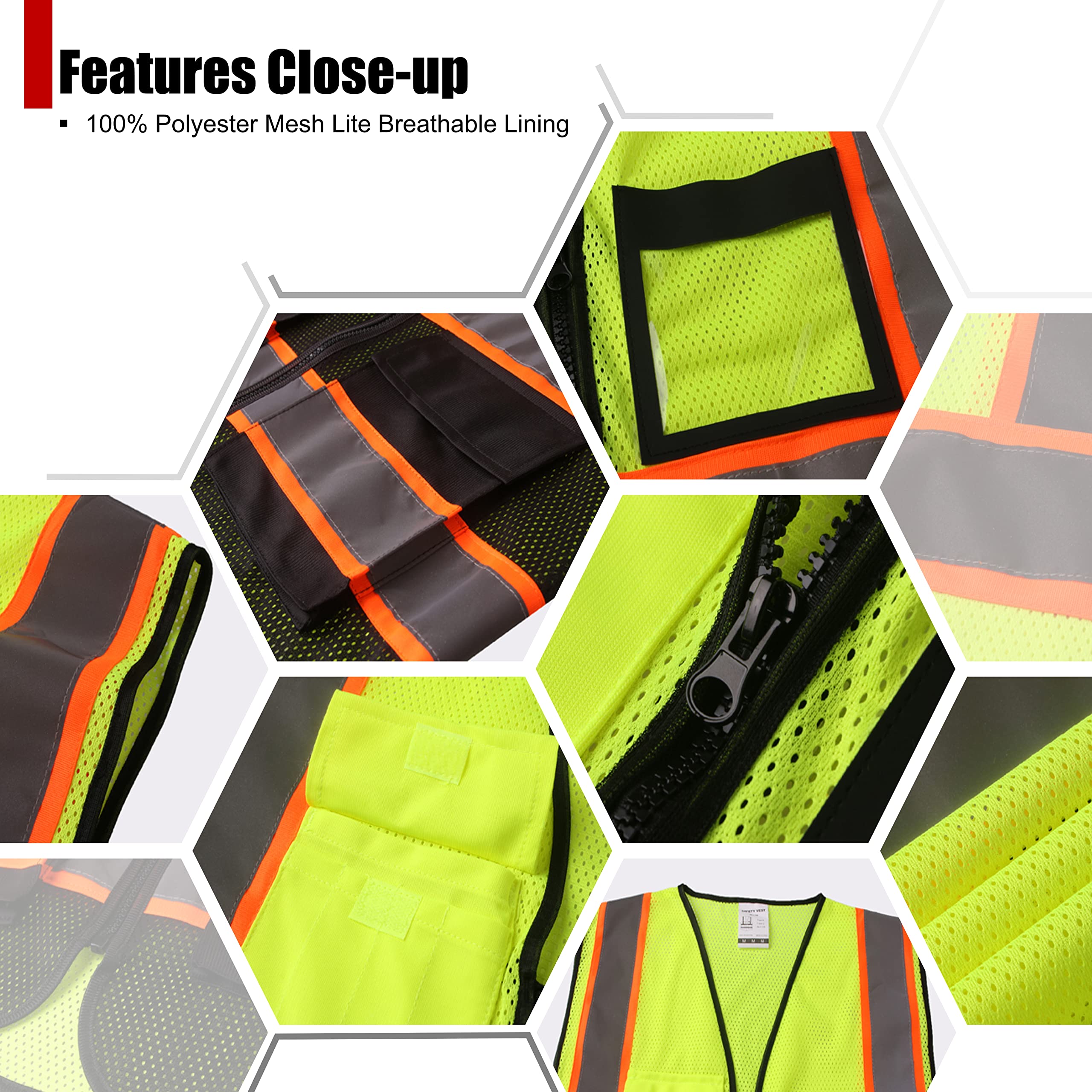 Amazon Vest M/Lサイズ A-SAFETY Enhanced Visibility Safety Vest, Hi Viz 2 Band And