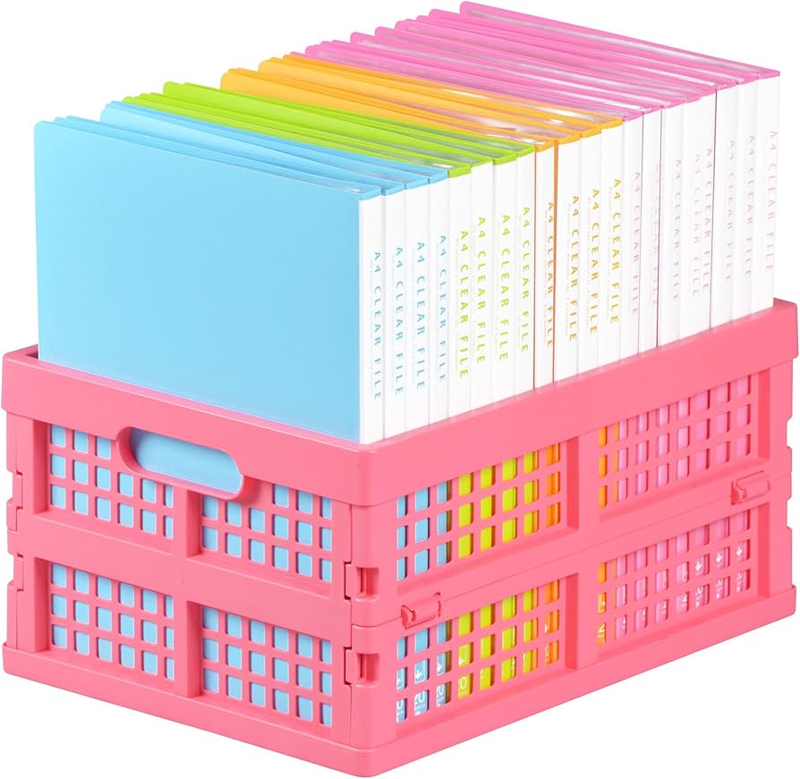 Amazon.co.jp: 折りたたみコンテナ フレックス A4 FIT 収納ボックス ピンク