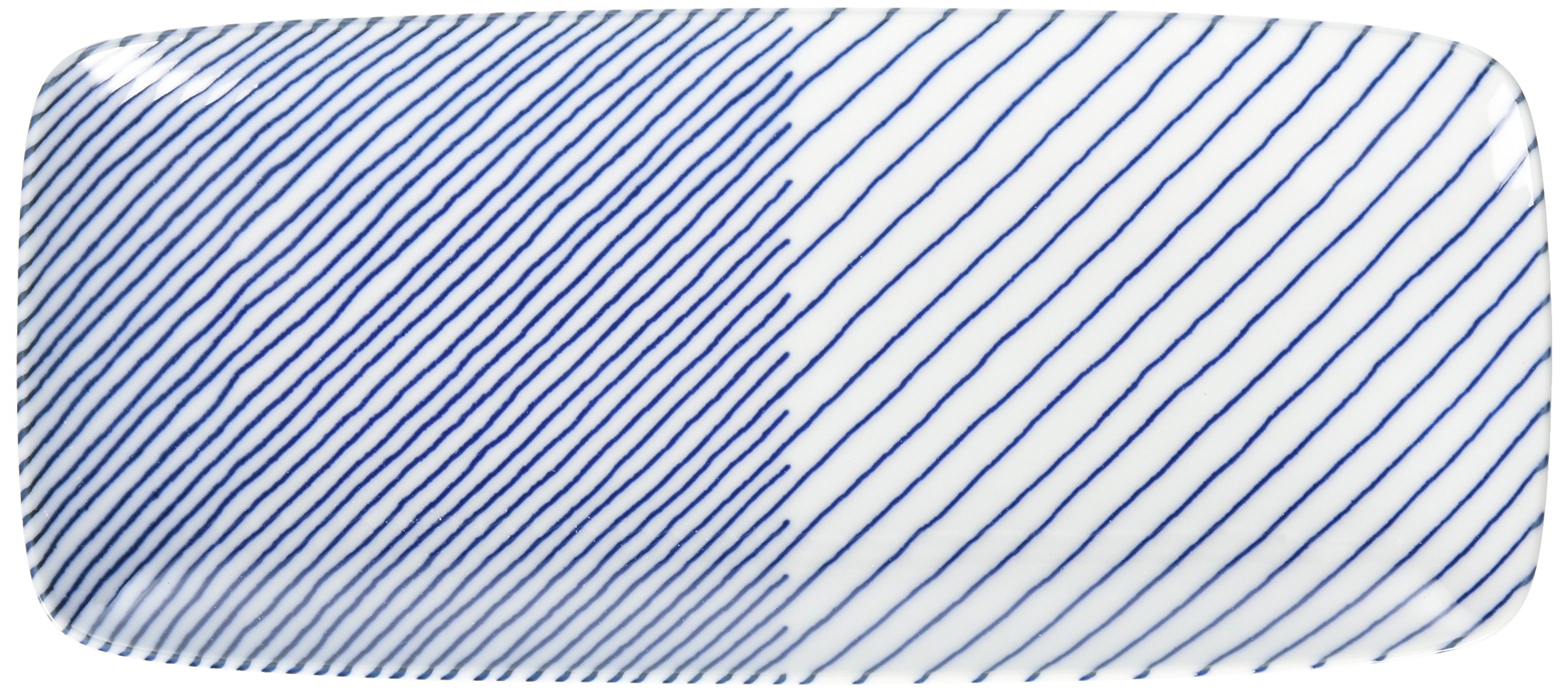 Hakusan Blue Stacked Stripes Long Plate