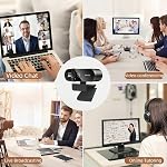Full HD Webcam with Microphone, 1080P Webcam for PC, 90° FOV, Dual Microphone Streaming Webcam for Clear Stereo Audio, Plug and Play USB Webcam for Zoom/Teams, Conferencing and Video(Black,1080P)